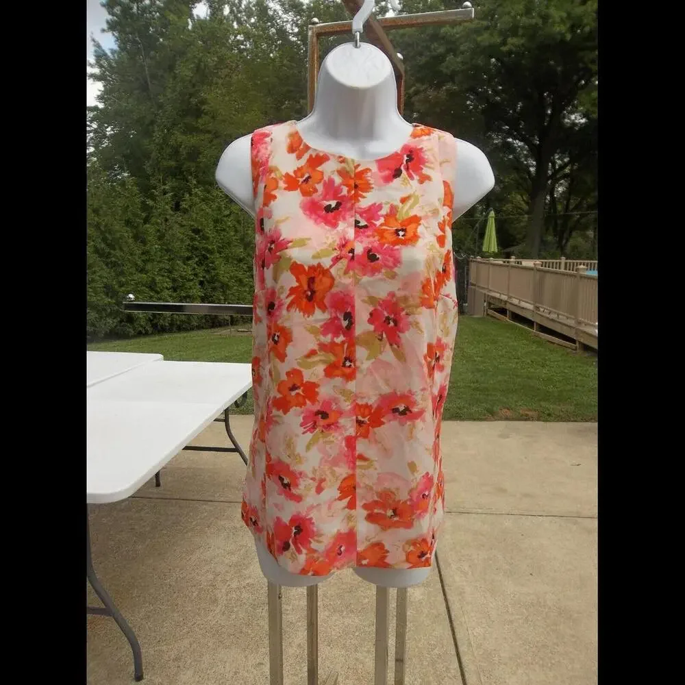 NWOT ANN TAYLOR LOFT GORGEOUS PINK&ORANGE FLORAL TOP S